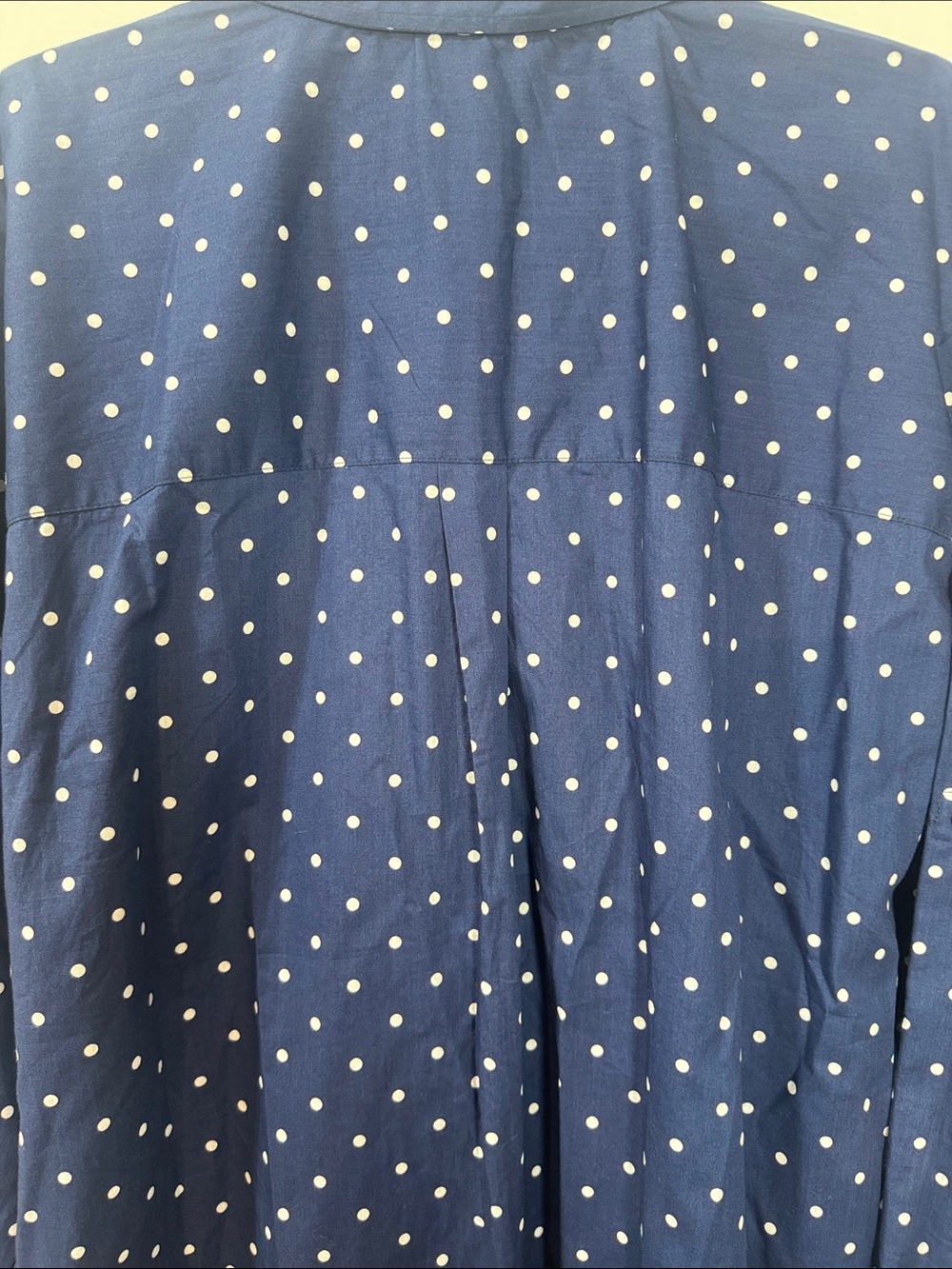 Lands' End Women’s Navy Blue & White Polka Dot Button-Down Long Sleeve Shirt - L - Picture 7 of 10